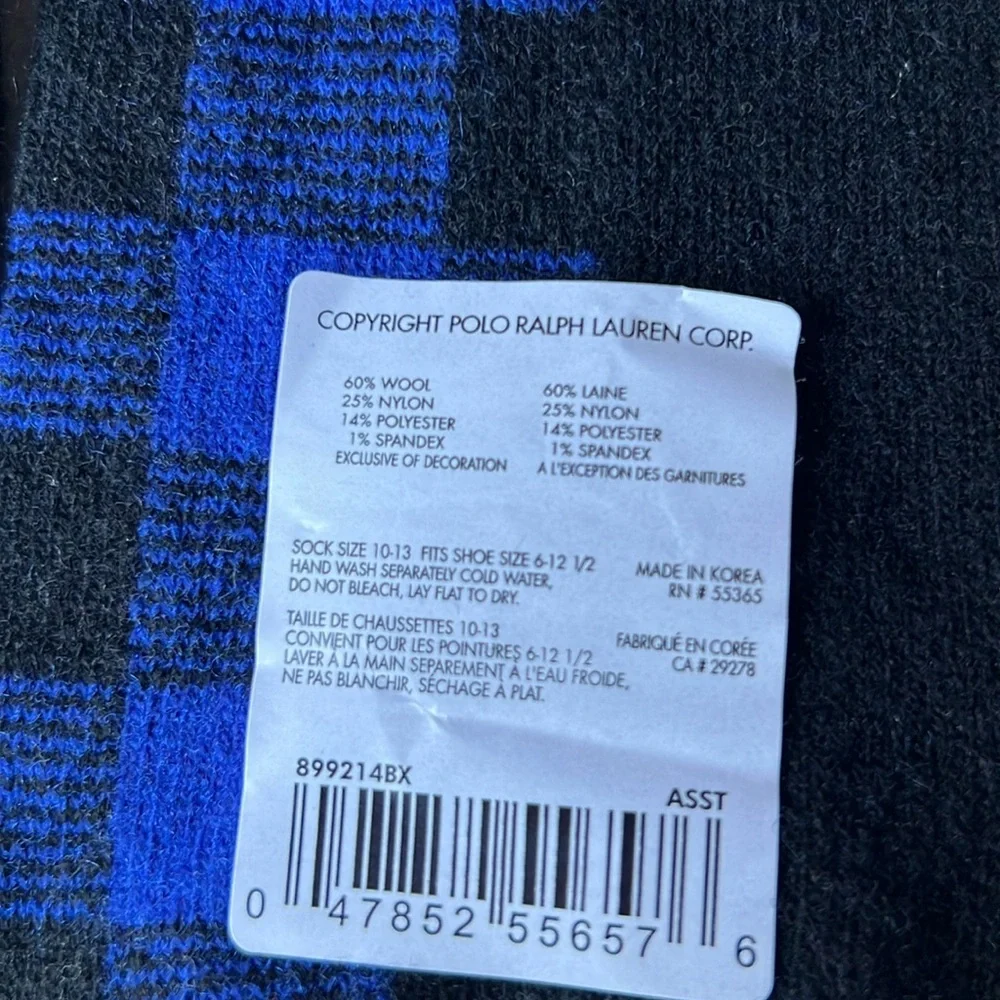 Polo Ralph Lauren Plaid Wool Blend Socks